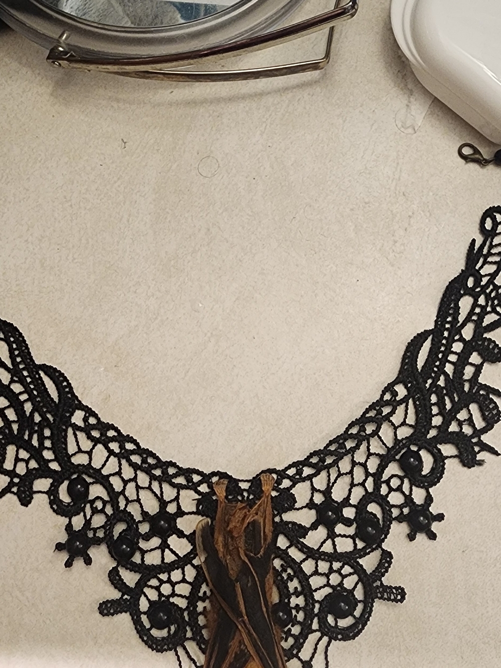Black Lace Pendant Bat Necklace Taxidermy - Women Jewelry - Picture 3 of 6